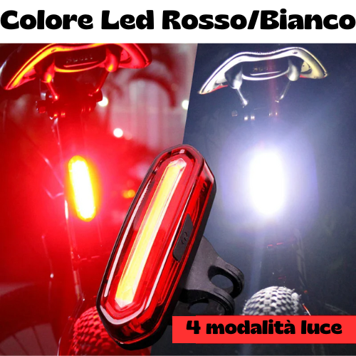Luce anteriore/posteriore per bicicletta. Impermeabile, ricaricabile tramite USB.