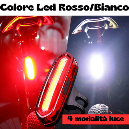 Luce anteriore/posteriore per bicicletta. Impermeabile, ricaricabile tramite USB.