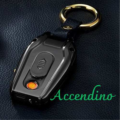 Portachiavi multifunzionale con bussola, orologio, accendino ad arco. Ricaricabile USB , colore a scelta.