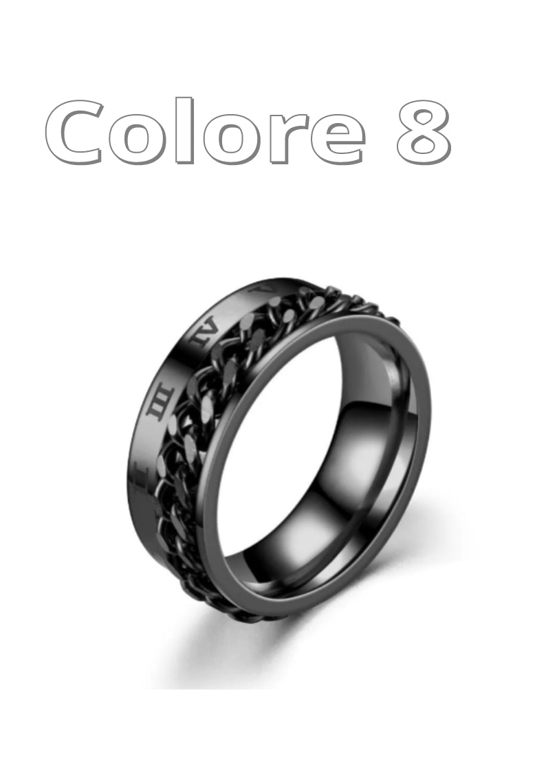Anello spinner a catena girevole in acciaio al titanio per donna Uomo/Donna. Colore a scelta.