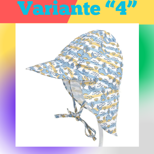 Cappello primavera/estate unisex per bambini con grande tesa e telo posteriore. Protezione a 360° in poliestere traspirante.