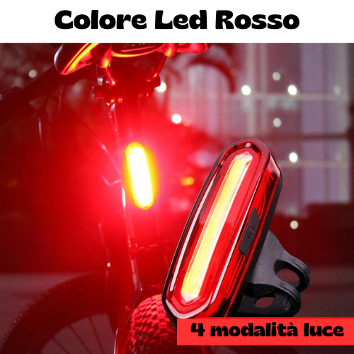 Luce anteriore/posteriore per bicicletta. Impermeabile, ricaricabile tramite USB.