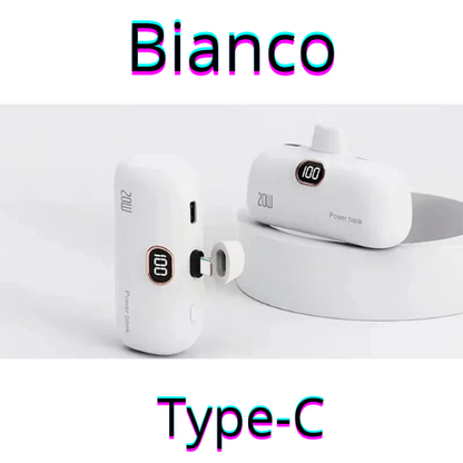 Mini Power Bank 30000mAh con LCD per telefono cellulare, cavo integrato caricatore batteria di tipo C o iPhone.