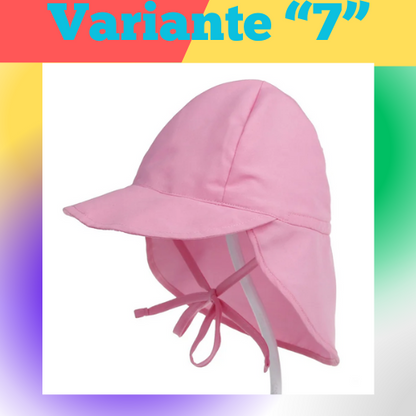Cappello primavera/estate unisex per bambini con grande tesa e telo posteriore. Protezione a 360° in poliestere traspirante.