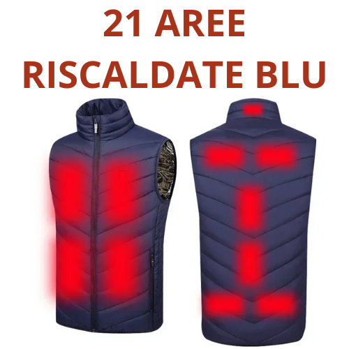 Gilet riscaldante. Fino a 21 zone di riscaldamento e 3 intensità di calore per un comfort totale della parte superiore del corpo".