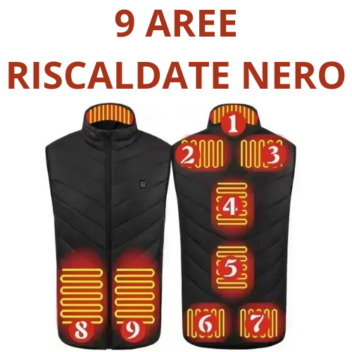 Gilet riscaldante. Fino a 21 zone di riscaldamento e 3 intensità di calore per un comfort totale della parte superiore del corpo".