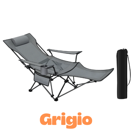Sedia/sdraio da Esterno Pieghevole, 4 in1. Sedia tradizionale, Sedia reclinabile,        Lettino da sole, Poltrona relax con poggiapiedi e poggiatesta per il massimo del benessere.