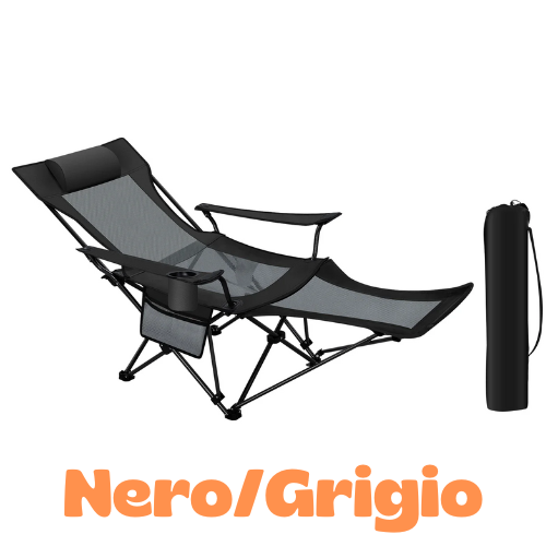 Sedia/sdraio da Esterno Pieghevole, 4 in1. Sedia tradizionale, Sedia reclinabile,        Lettino da sole, Poltrona relax con poggiapiedi e poggiatesta per il massimo del benessere.