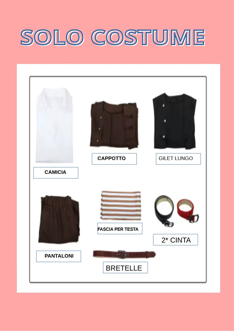 Abito da pirata per uomo. Ideale come costume per carnevale, cosplay, feste.