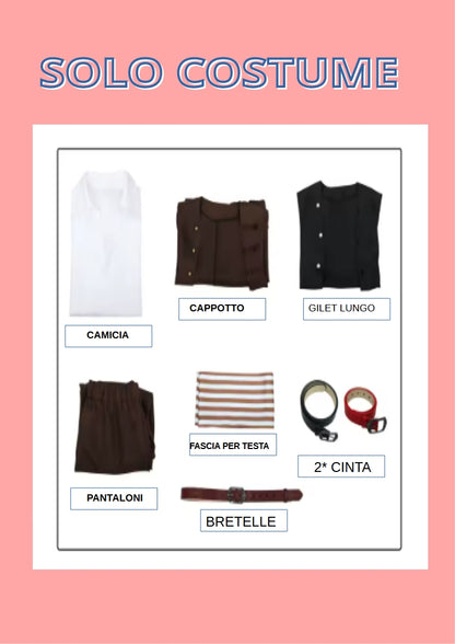 Abito da pirata per uomo. Ideale come costume per carnevale, cosplay, feste.