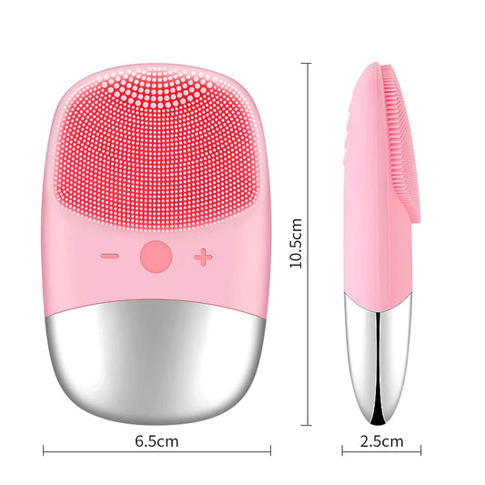 Spazzola Pulizia Viso Elettrica in Silicone | Vibrazione Ultrasonica, USB Ricaricabile, Impermeabilità IPX7 | Per Tutti i Tipi di Pelle – Compatta e Portatile.