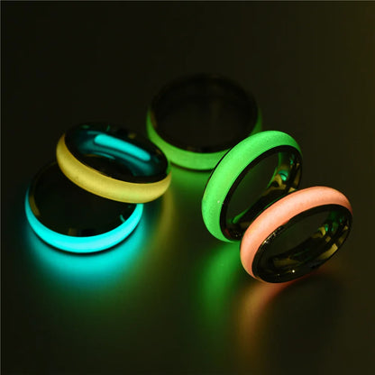 Anello Fluorescente in Acciaio Inossidabile - Effetto Luminoso, Colori a Scelta, Unisex.