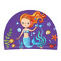 Cuffia da nuoto per bambini. Protezione per capelli e per orecchie in tessuto elastico. Con immagini di cartoni animati.