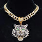Collana girocollo a maglie in lega di zinco con ciondolo a forma di tigre.
