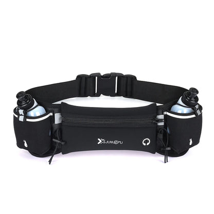 Marsupio sportivo con borracce. Progettato per gli amanti della corsa, del trekking e delle attività outdoor.