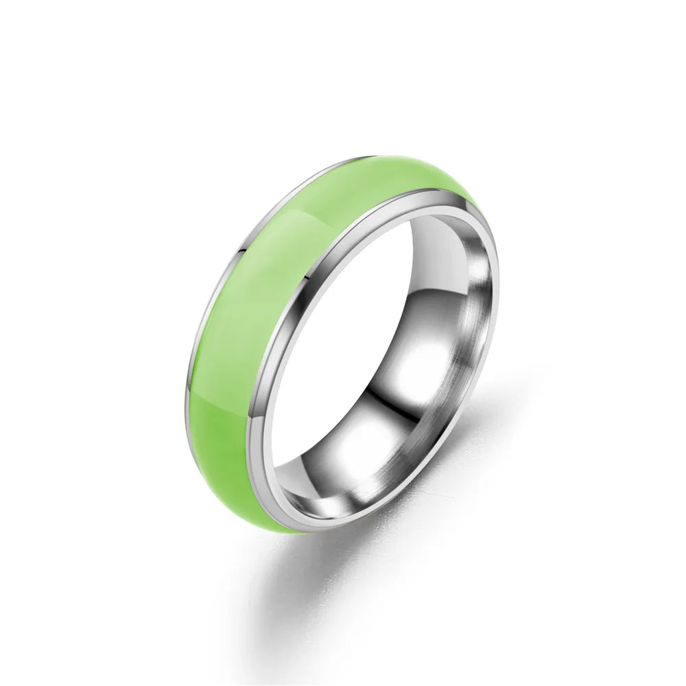 Anello Fluorescente in Acciaio Inossidabile - Effetto Luminoso, Colori a Scelta, Unisex.