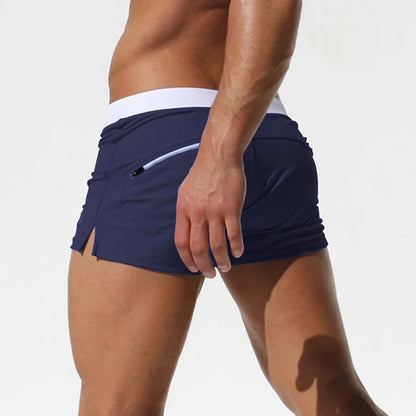 Costume Da Bagno Da Uomo Stile a Pantaloncino con Tasca a Zip. Colori Vivaci e Design Moderno.