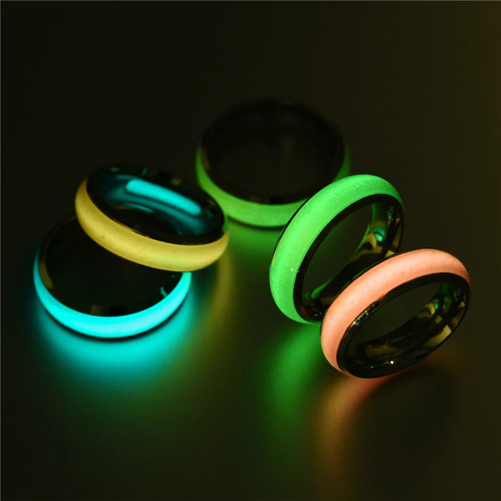Anello Fluorescente in Acciaio Inossidabile - Effetto Luminoso, Colori a Scelta, Unisex.