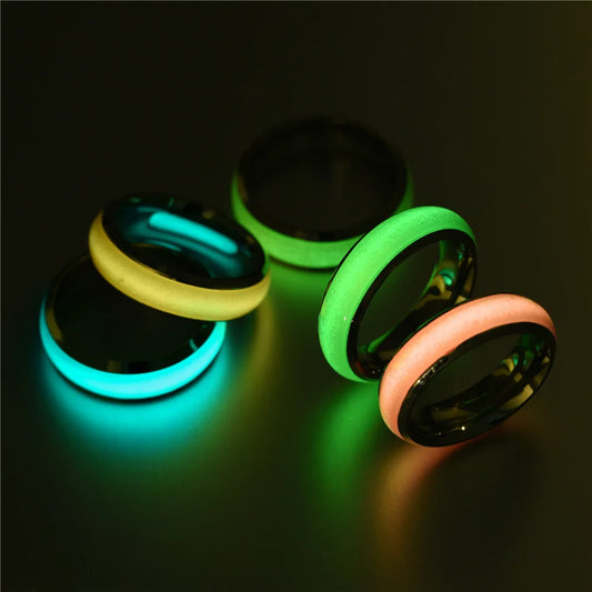 Anello Fluorescente in Acciaio Inossidabile - Effetto Luminoso, Colori a Scelta, Unisex.
