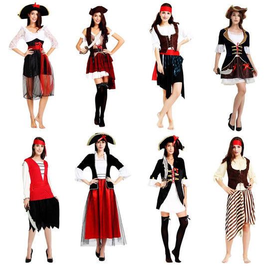 Abito pirata da donna. Ideale come costume per carnevale, cosplay, feste.