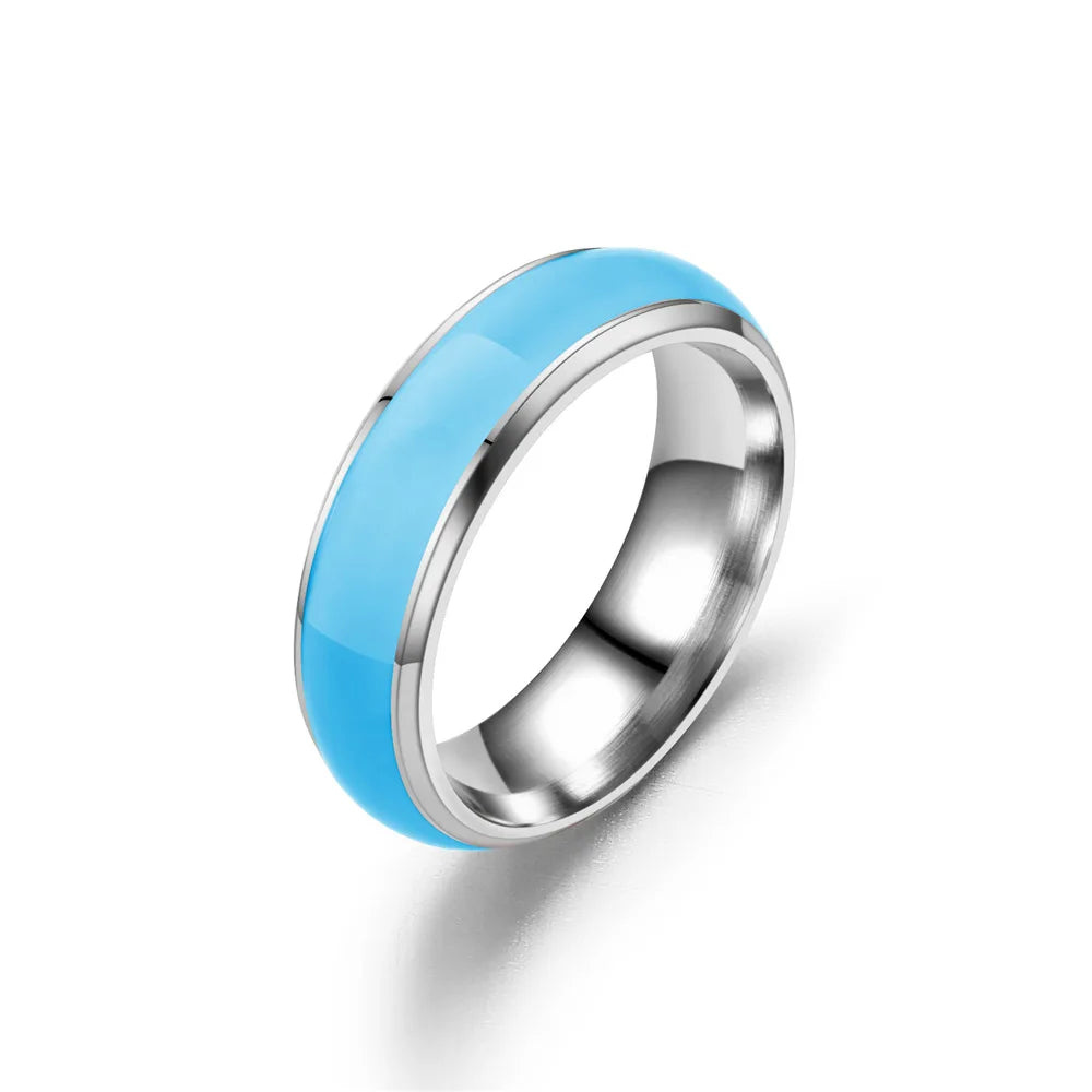 Anello Fluorescente in Acciaio Inossidabile - Effetto Luminoso, Colori a Scelta, Unisex.