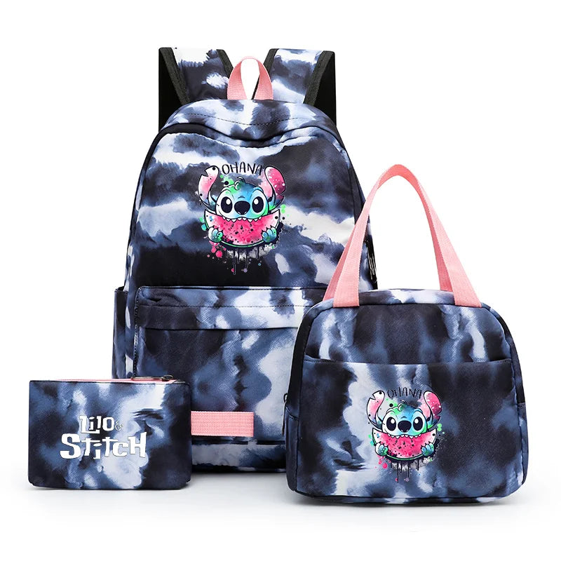 Zaino, borsetta e astuccio immagini 3D  cartoni animati, in nylon poliestere.  Spazioso e alla Moda, Perfetto per Scuola, Viaggi e Tempo Libero.