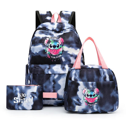 Zaino, borsetta e astuccio immagini 3D  cartoni animati, in nylon poliestere.  Spazioso e alla Moda, Perfetto per Scuola, Viaggi e Tempo Libero.