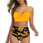 Costume bichini, set 2 pezzi a fascia larga, da donna. Push-up con stampa floreale: eleganza, dinamismo, comfort.