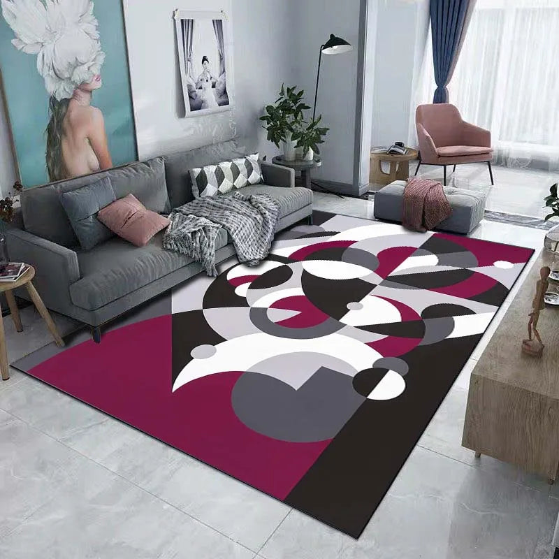 Tappeto decorativo da pavimento con motivo geometrico scuro 5 dimensioni, 17 motivi/immagini.