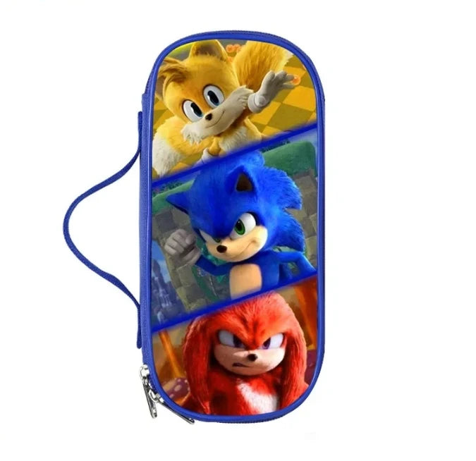 Zaino-borsa-astuccio immagini 3D  cartone animato “Sonic”, in nylon poliestere.  Spazioso e alla Moda, Perfetto per Scuola, Viaggi e Tempo Libero.