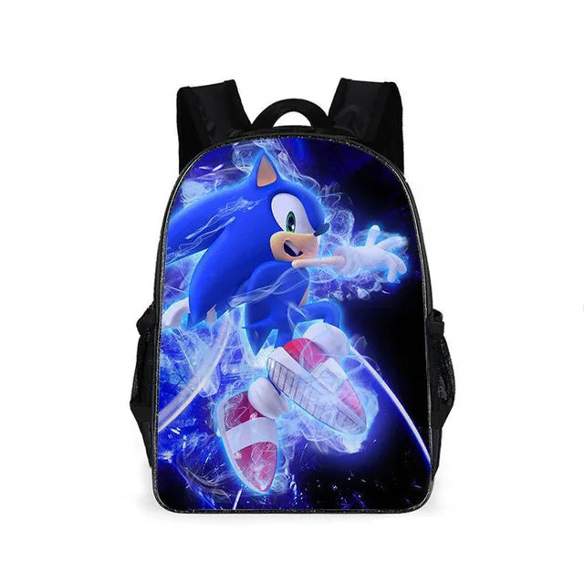 Zaino-borsa-astuccio immagini 3D  cartone animato “Sonic”, in nylon poliestere.  Spazioso e alla Moda, Perfetto per Scuola, Viaggi e Tempo Libero.