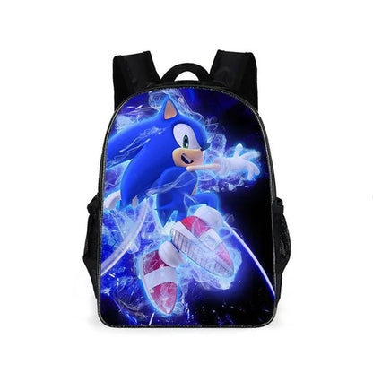 Zaino-borsa-astuccio immagini 3D  cartone animato “Sonic”, in nylon poliestere.  Spazioso e alla Moda, Perfetto per Scuola, Viaggi e Tempo Libero.