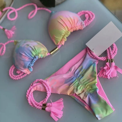 Costume da bagno da donna. Set 2 Pezzi a triangolo, chiusura a lacci regolabile, asciugatura rapida, non si restringe.