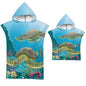 Asciugamano poncho per adulti e bambini con cappuccio.  Per sauna, spa, spiaggia, piscina.
