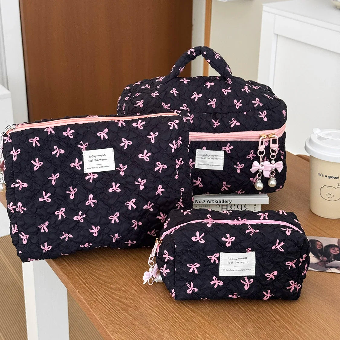 🧳 Beauty-Case Organizer da Viaggio – 3 Misure in Cotone e Nylon | Eleganza, Praticità e Capacità.