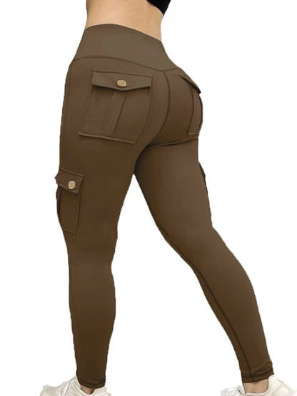 Pantaloni leggins elasticizzati, sportivi/casual da donna, con tasche. Ampia scelta tra 6 colori e 4 taglie.
