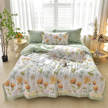 Trapunta sottile estiva fresca in cotone di alta qualità, colori assortiti, 3 misure disponibili.