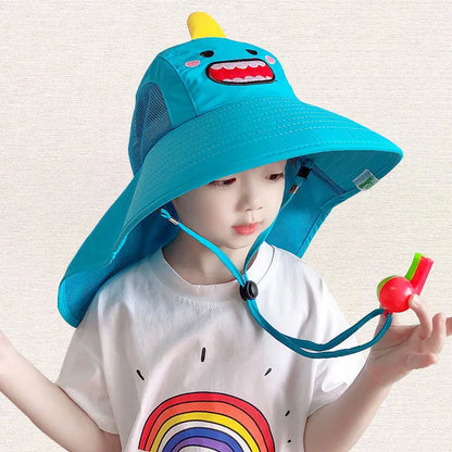 Cappello primavera/estate unisex per bambini con tesa circolare e immagini colorate. Protezione a 360° in poliestere traspirante.