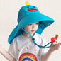 Cappello primavera/estate unisex per bambini con tesa circolare e immagini colorate. Protezione a 360° in poliestere traspirante.