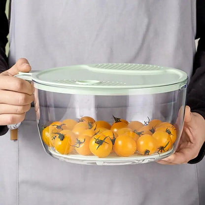 Cestello per lavaggio, ed organizer multifunzionale con coperchio, per lavare cibo: verdure, frutta. Scola pasta e scola riso.