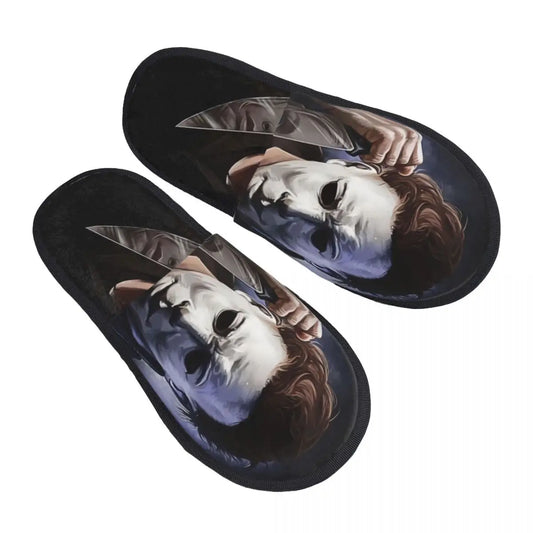 Ciabatta donna/uomo invernale. Con stampa 3d horror, Halloween. Morbide, calde, antiscivolo, in memory foam.