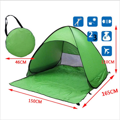 Tenda da spiaggia/campeggio apertura rapida “automatica”. Protezione dal sole UPF50+, impermeabile, robusta con doppio avvolgimento.
