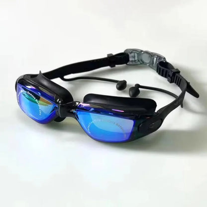 Occhialini da nuoto professionali con tappi per le orecchie, a prova di perdite, anti-appannamento, regolabili, con protezione UV.