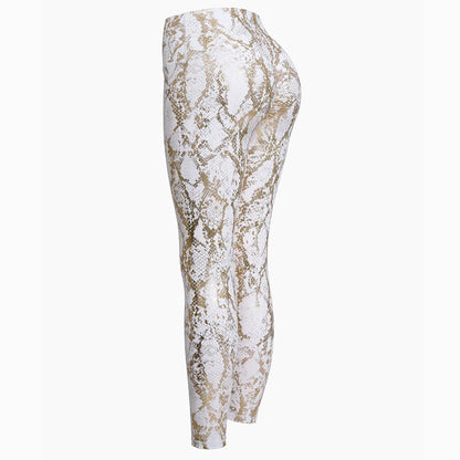 Pantaloni leggins elasticizzati, casual a vita alta da donna, stampa fantasia.