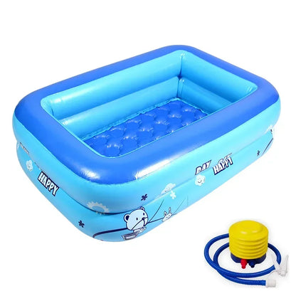 Piscina gonfiabile quadrata in Pvc per bambini. In 4 dimensioni, con pompa di gonfiaggio compresa nella confezione.