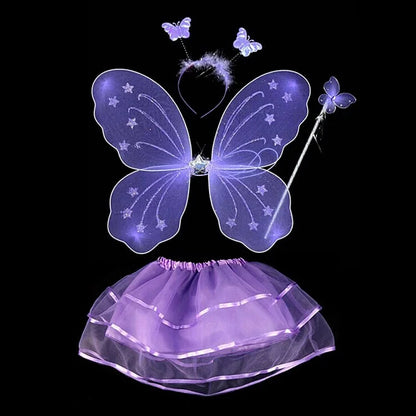 Abito fata con le ali 5/8 anni. Set 4 pezzi per carnevale, cosplay, feste. Colore  a scelta.