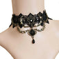Braccialetto ad anello con collana a scelta. In pizzo nero e metallo, da donna.