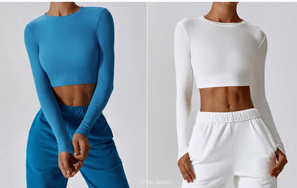 Top/T-shirt sportiva/casual, manica lunga, per donna. Misure e colori a scelta.
