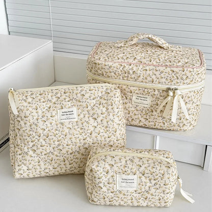 🧳 Beauty-Case Organizer da Viaggio – 3 Misure in Cotone e Nylon | Eleganza, Praticità e Capacità.