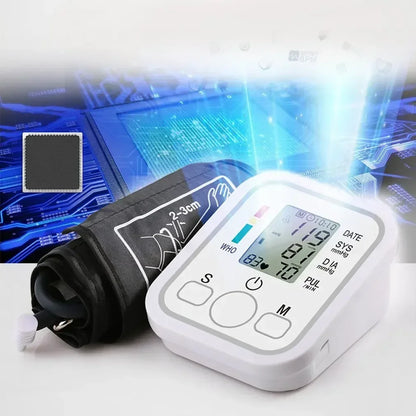 Misuratore di Pressione Portatile da Braccio con Display Digitale e USB-C.